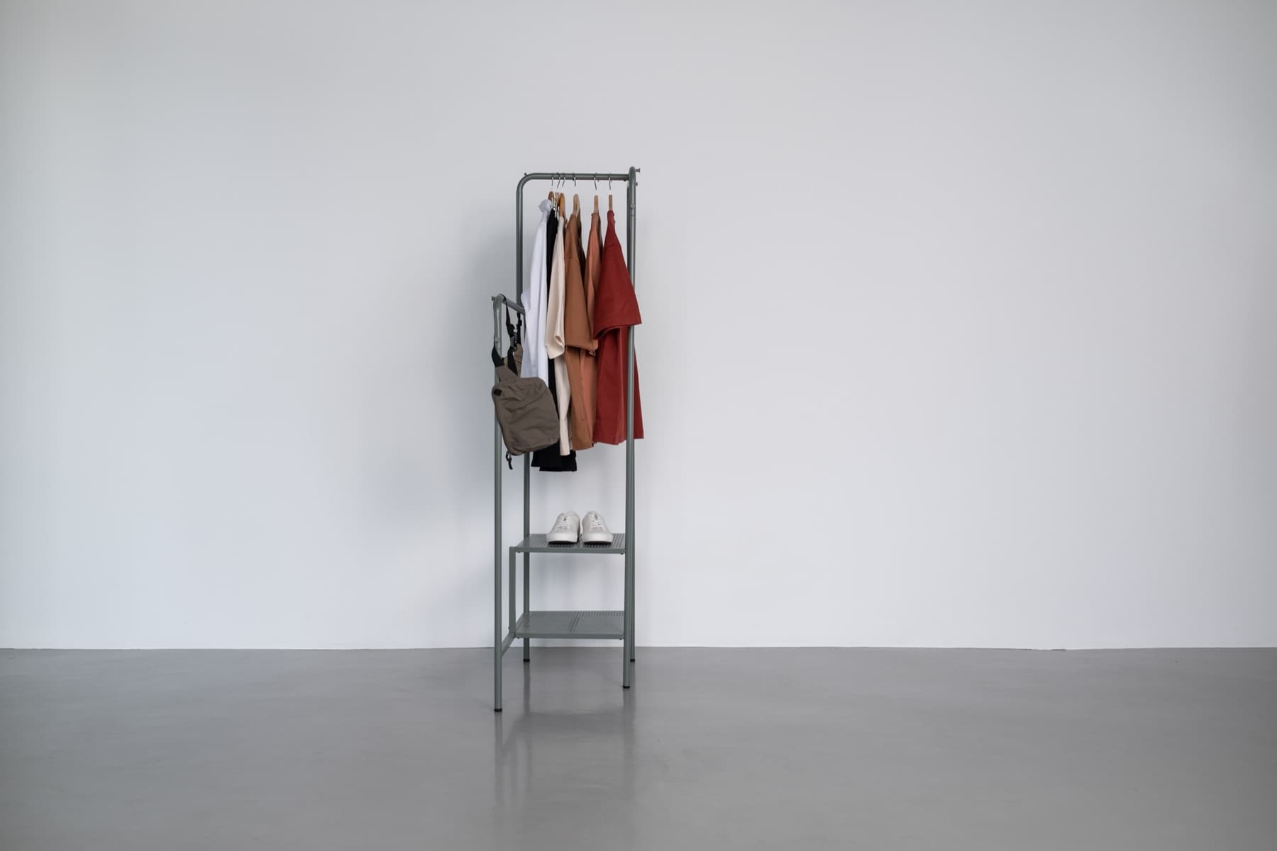 Apparel arranged on a clothing rack
